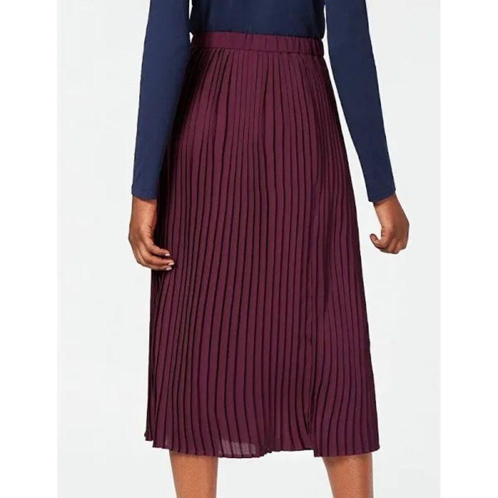 Eileen Fisher Pleat Skirt Pleated Eggplant Dark Purple Sz 14 - Picture 2 of 9